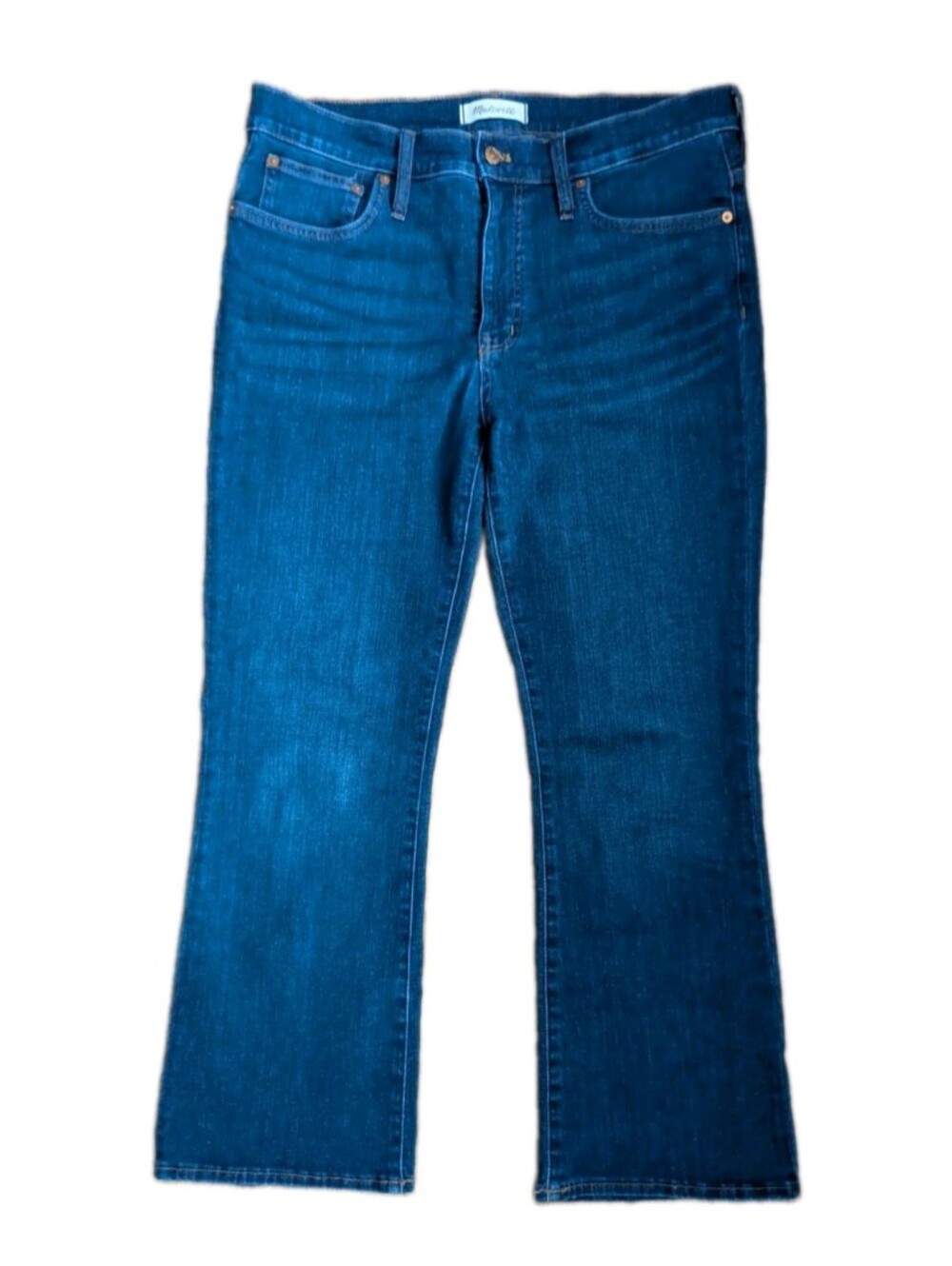 Madewell Mid Rise Kick Out Jeans Womens sz 30 (34x26) Blue Denim Cropped